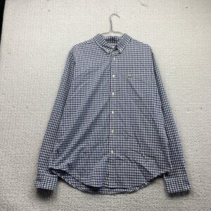 Lacoste Button Down Shirt Men L  Blue Plaid Gingham Long Sleeve Classic Preppy